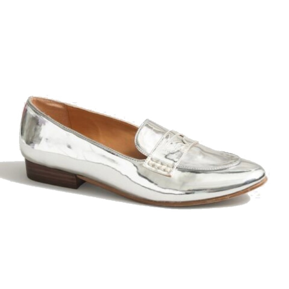 J. Crew Silver Metallic Loafers